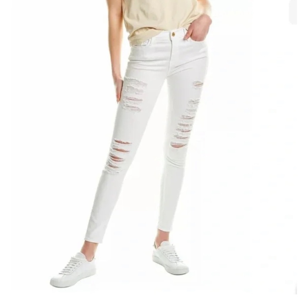 frame skinny jeans ripped white